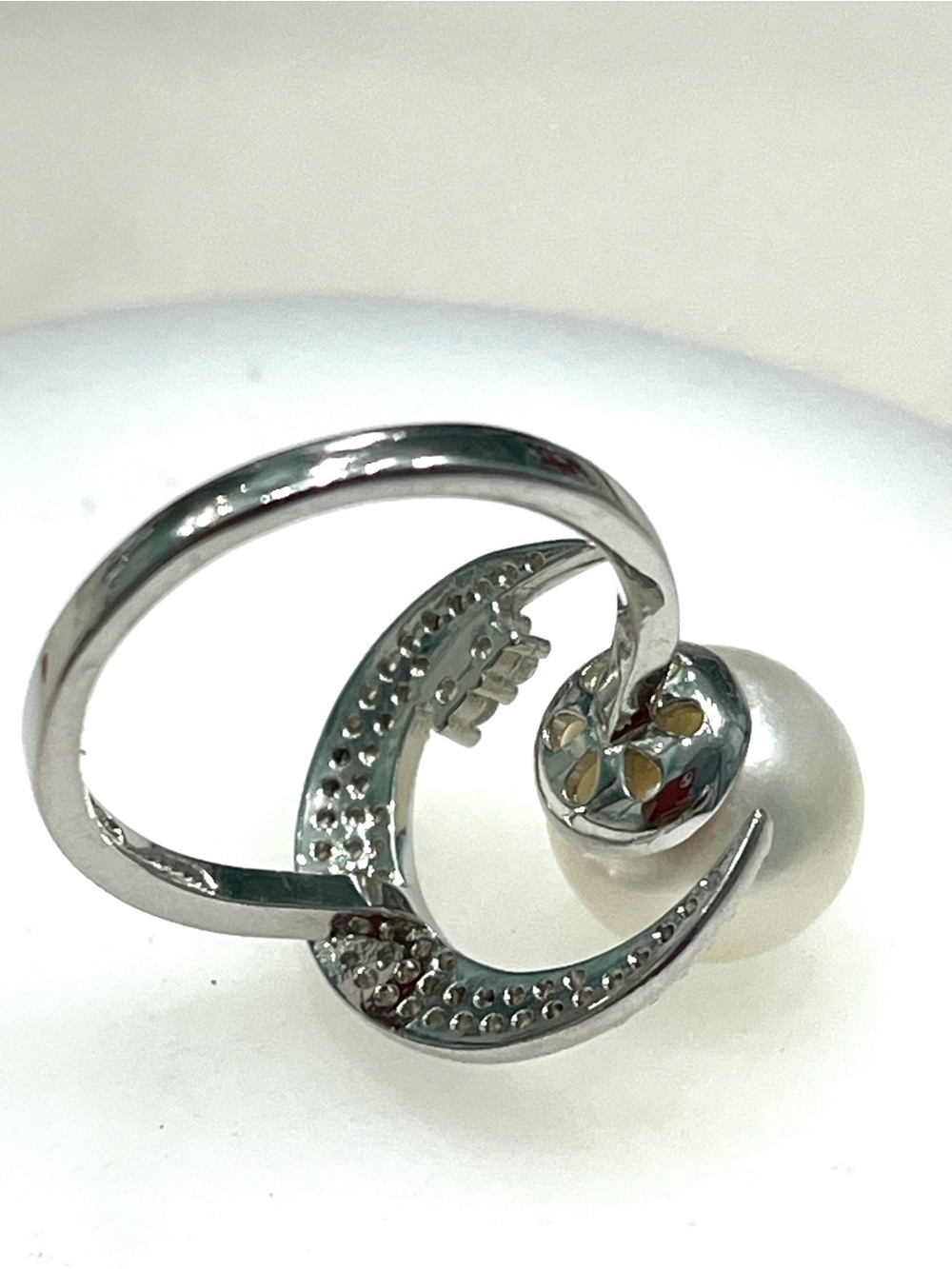 Genuine Pearl Crescent Moon 14KGP Ring - Picture 3 of 4